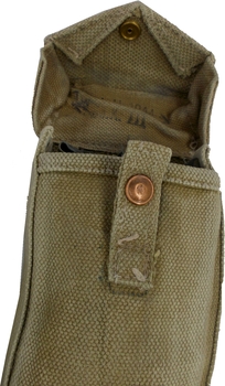 Belgian / British Magazine Pouch  Canvas with Webbing Attachments Brass Stud Closer 